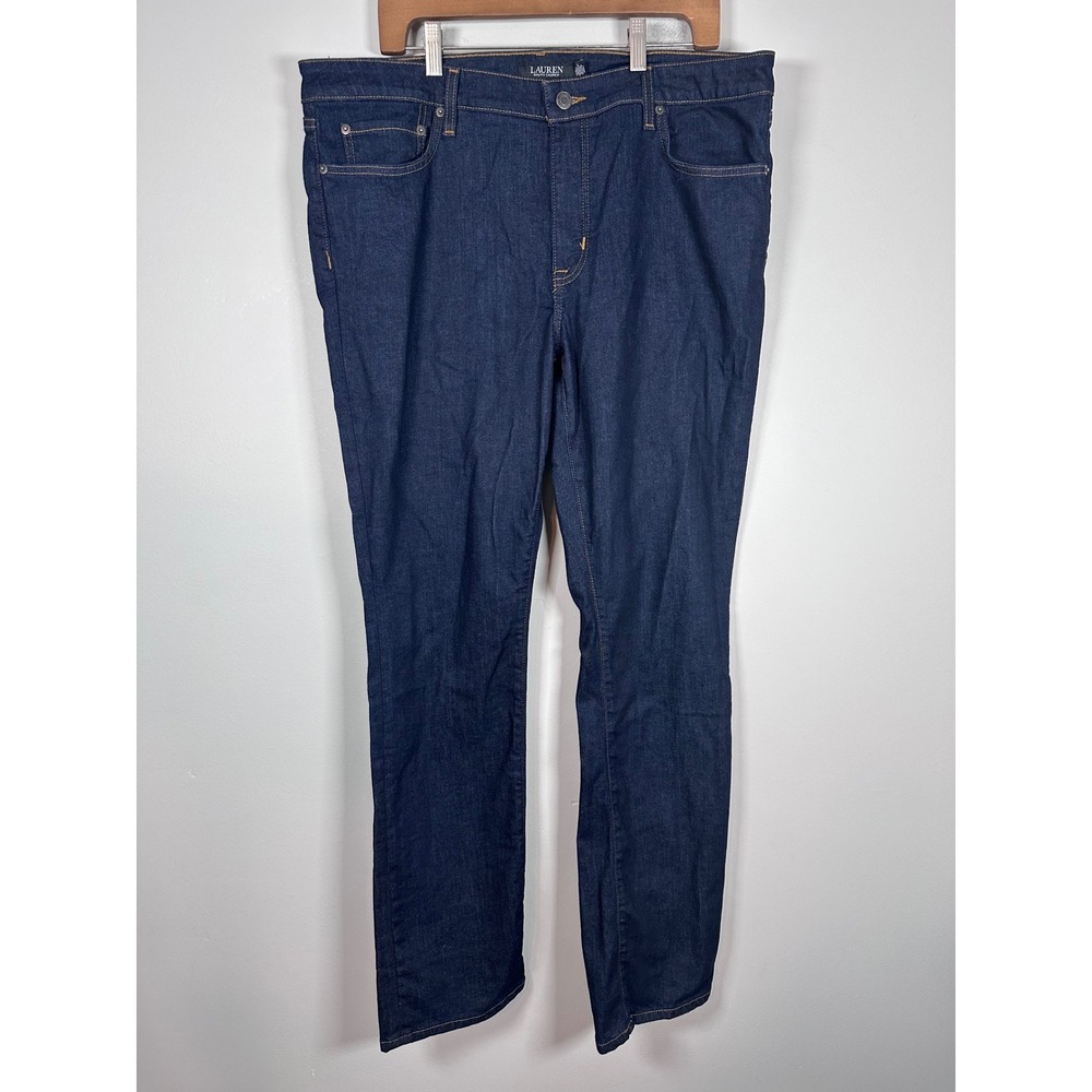 Lauren Ralph Lauren Straight Leg Jeans Women 16 Dark Wash Classic Preppy